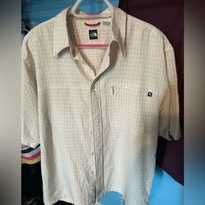 The North Face Men's Light Tan Plaid Shirt size Medium